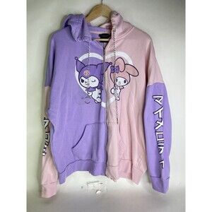 Sanrio My Melody & Kuromi Pastel Split Hoodie Sweatshirt Womens Plus 2XL XXL